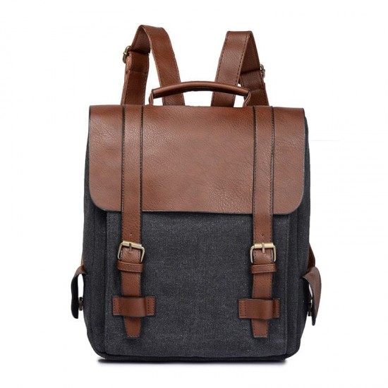 Canvas Leather Padded 15.6 Laptop Backpack