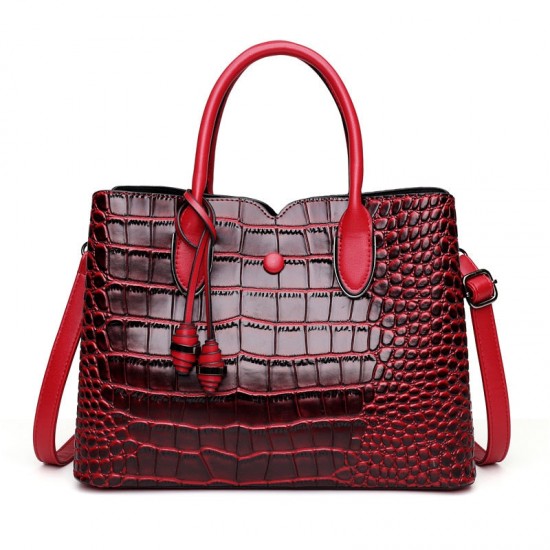 Croc Embossed Leather Tote