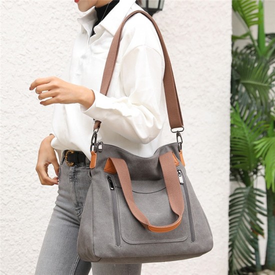 Large Zip Top Canvas Tote Bag