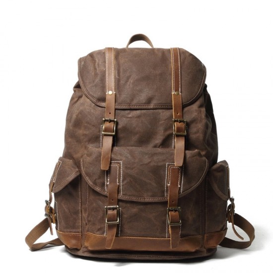 Canvas Leather Rucksack 15.6 Backpack