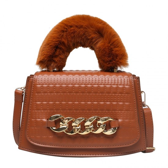 Faux Fur Chain Shoulder Bag