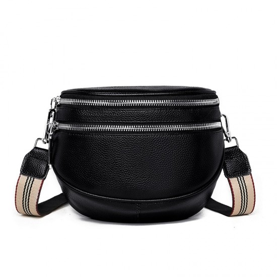 Black Leather Crossbody Fanny Pack