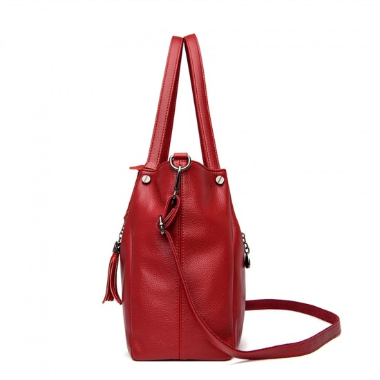 Soft Leather Tote Bag With Zipper