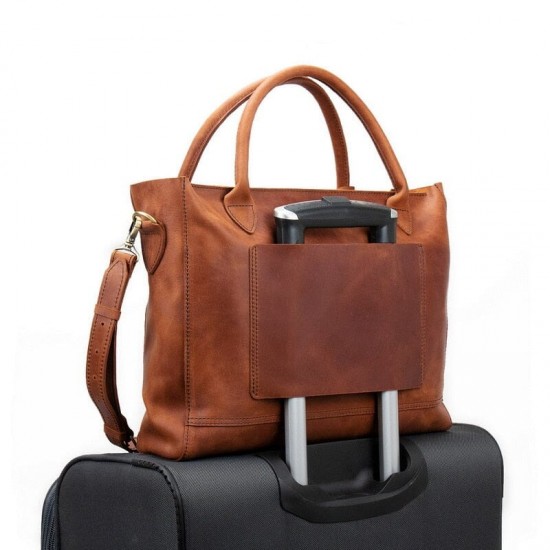 15 inch Brown Leather Tote