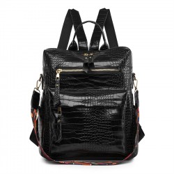 Embossed Leather Backpack Purse