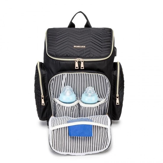 Diaper bag with usb bottle warmer